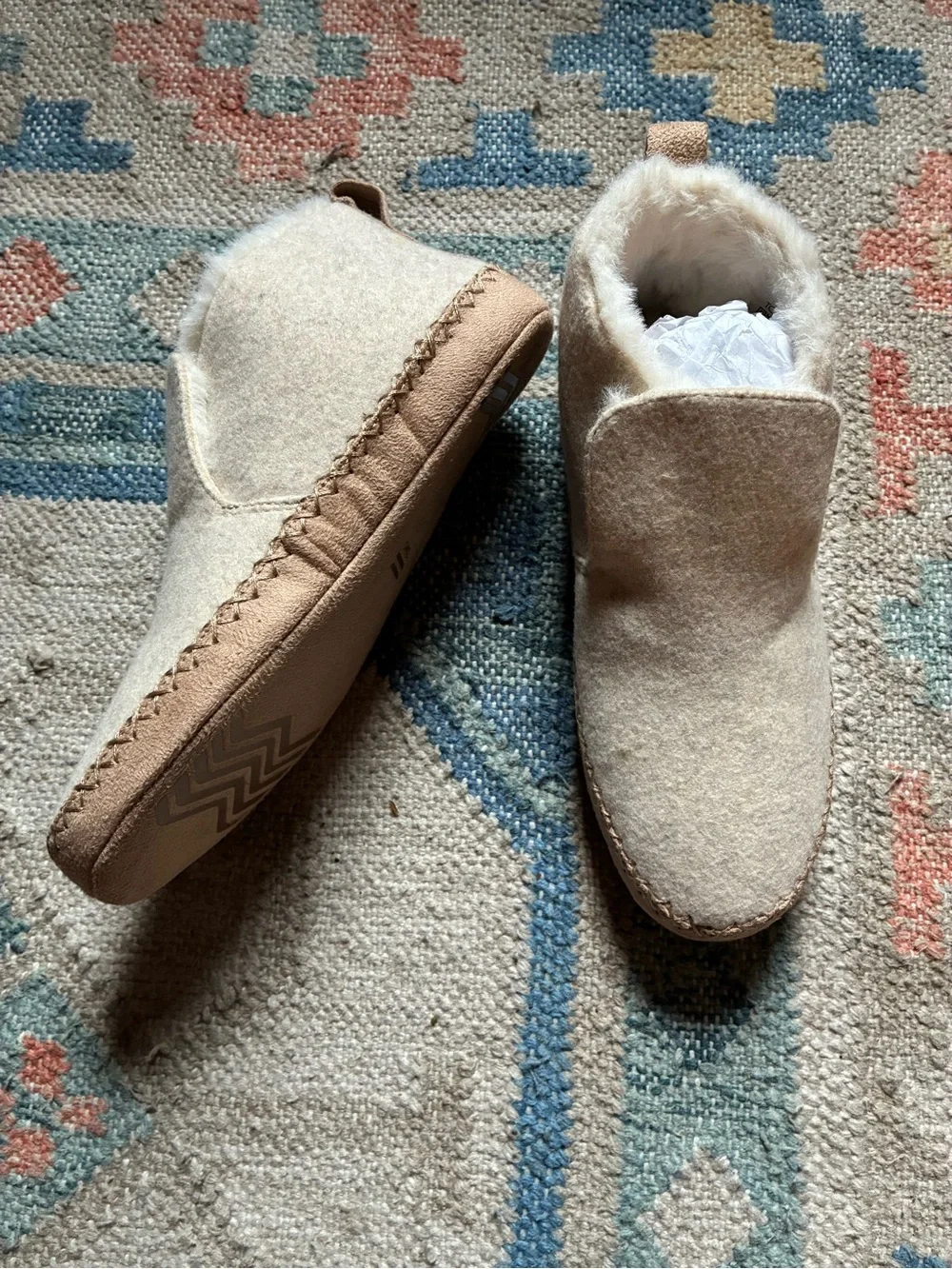 TOMS Textile Slippers with Faux Fur